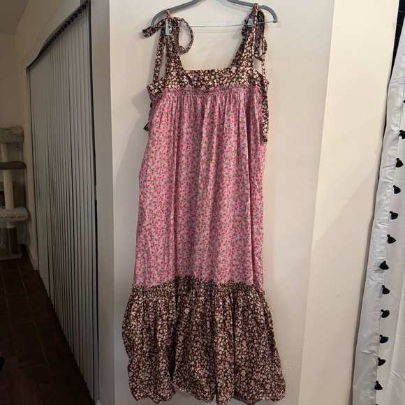 Loeffler Randall Cottagecore Fruit BerriesTie Tank Top Ruffle Maxi Dress Medium - Picture 7 of 7